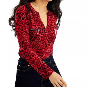 Red/Black Cheetah Print Blouse